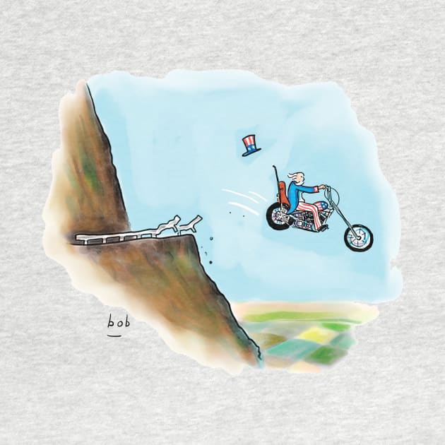 Biker Going Over Cliff by bobeckstein